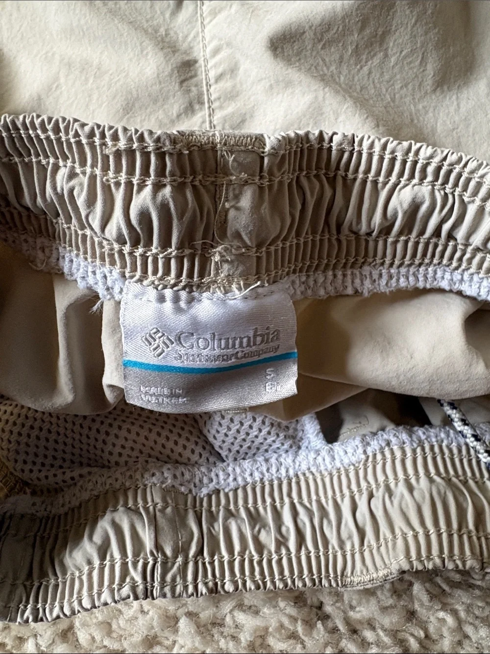 Men's Athletic Drawstring Shorts in Light Beige